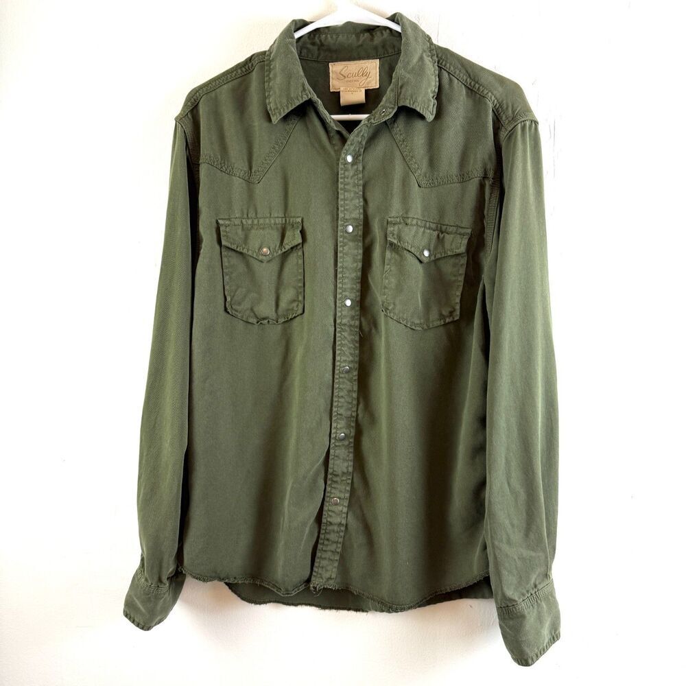 Scully Shirt Men Small Green Tencel Button Up Western Cowboy Country Western